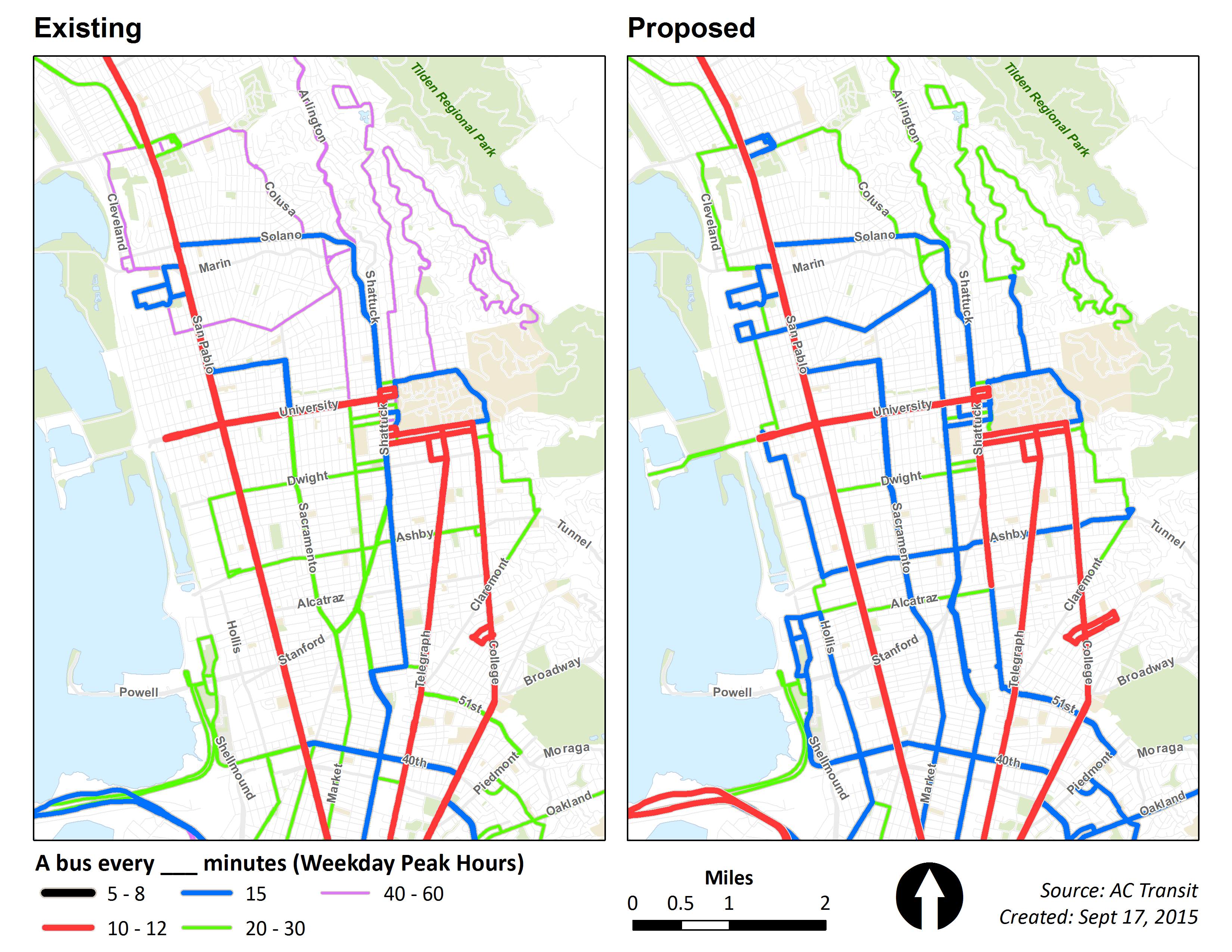 Nonanimated Service Expansion Plan maps AC Transit