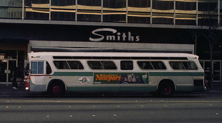 AC Transit bus 317 in downtown Oakland in December 1982.