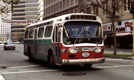 AC Transit bus 751 in downtown Oakland in December 1982.