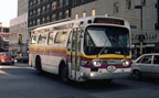 Rebuilt bus 706 in downtown Oakland in December 1982.