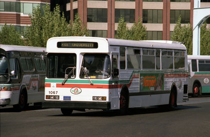AC Transit bus 1087 at San Francisco Terminal in August 1987