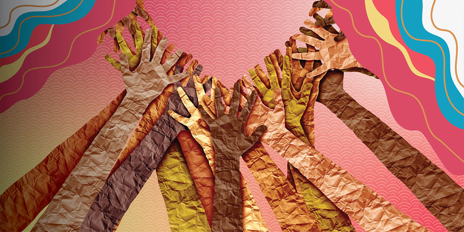 Group of hands making a heart shape