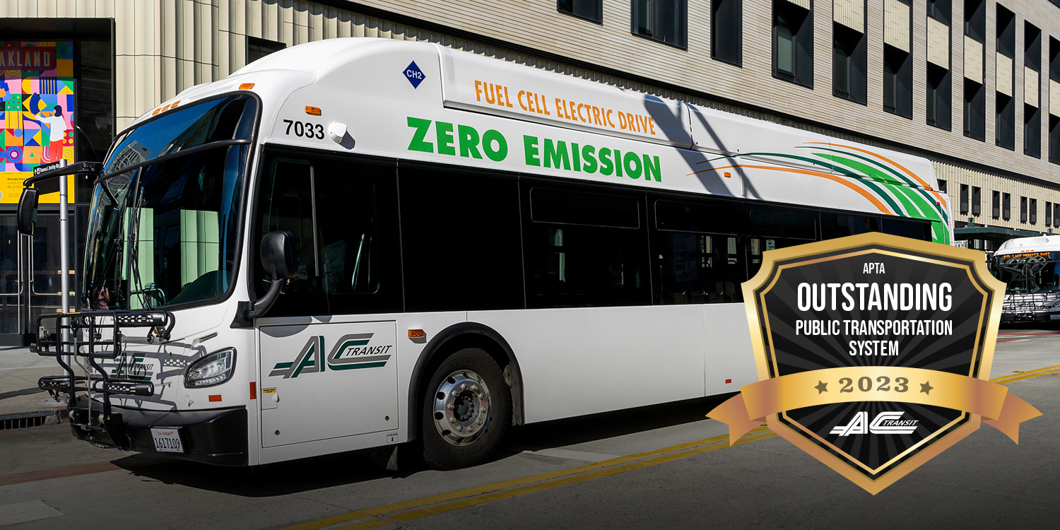 AC Transit bus driving on road