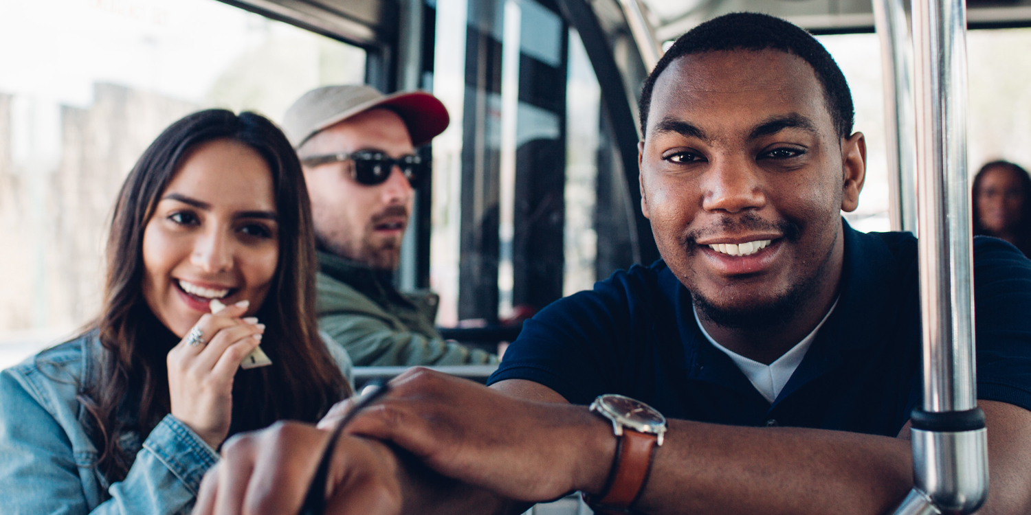 People on board an AC Transit bus