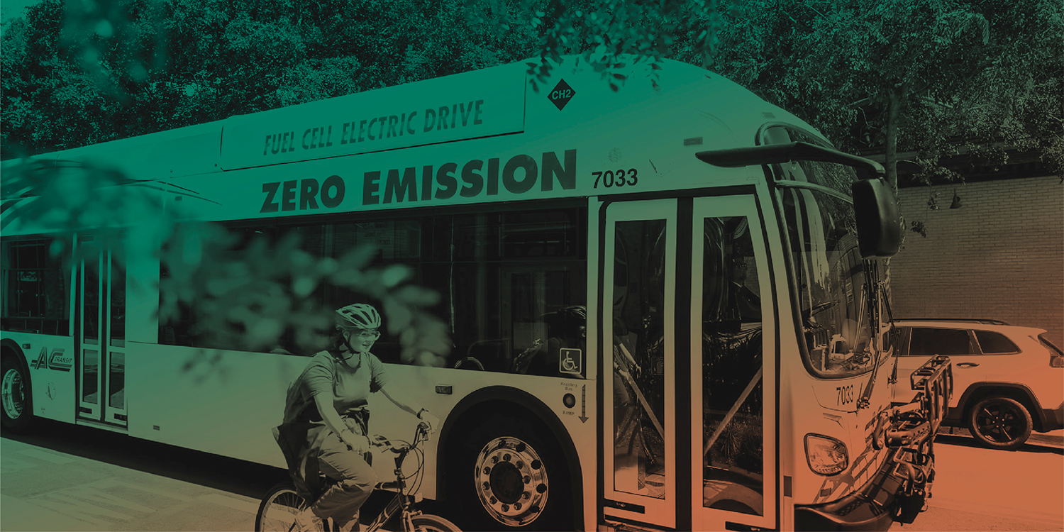 AC Transit bus with a bicyclist
