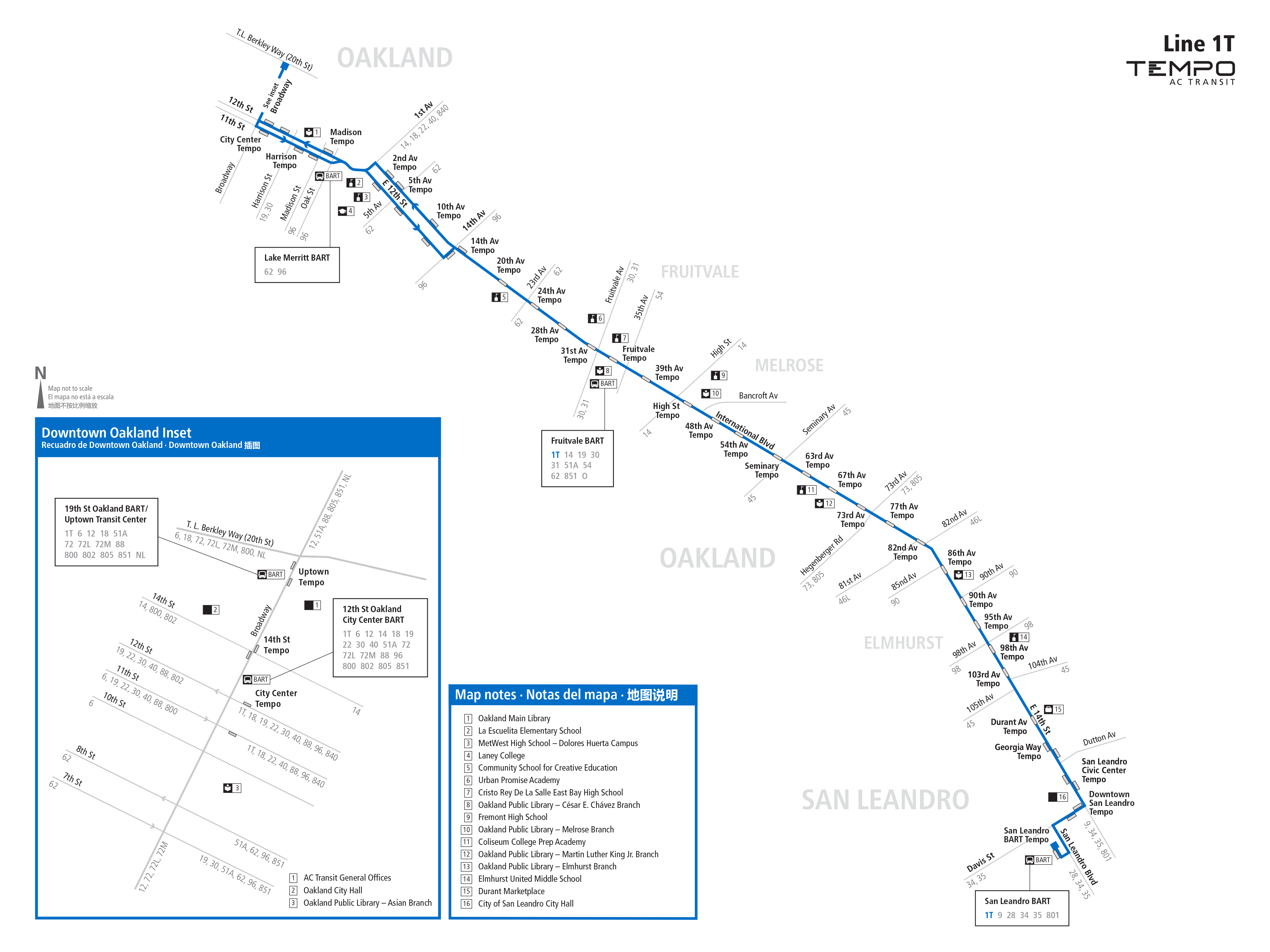 Route 1T map