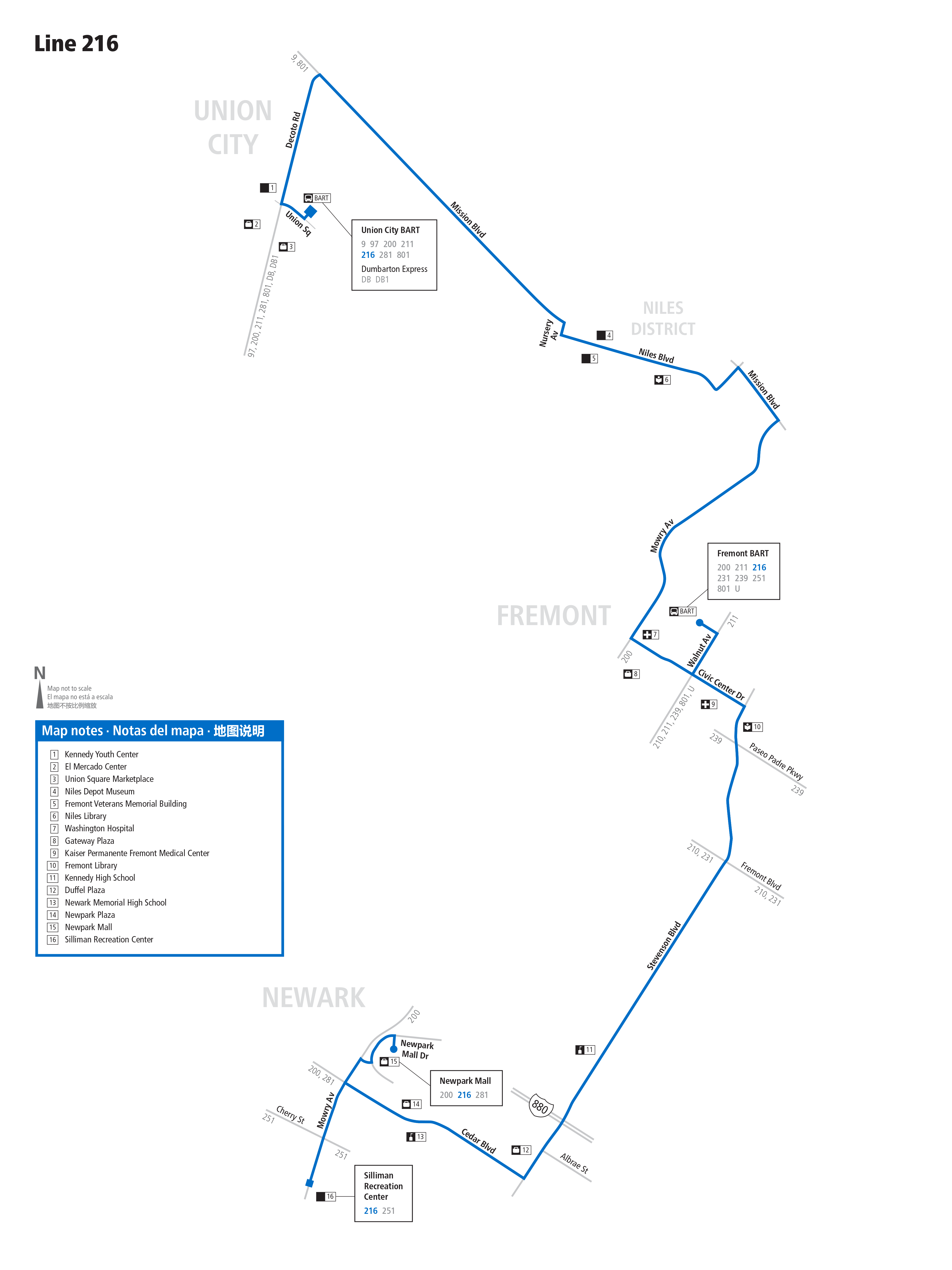 Route 216 map