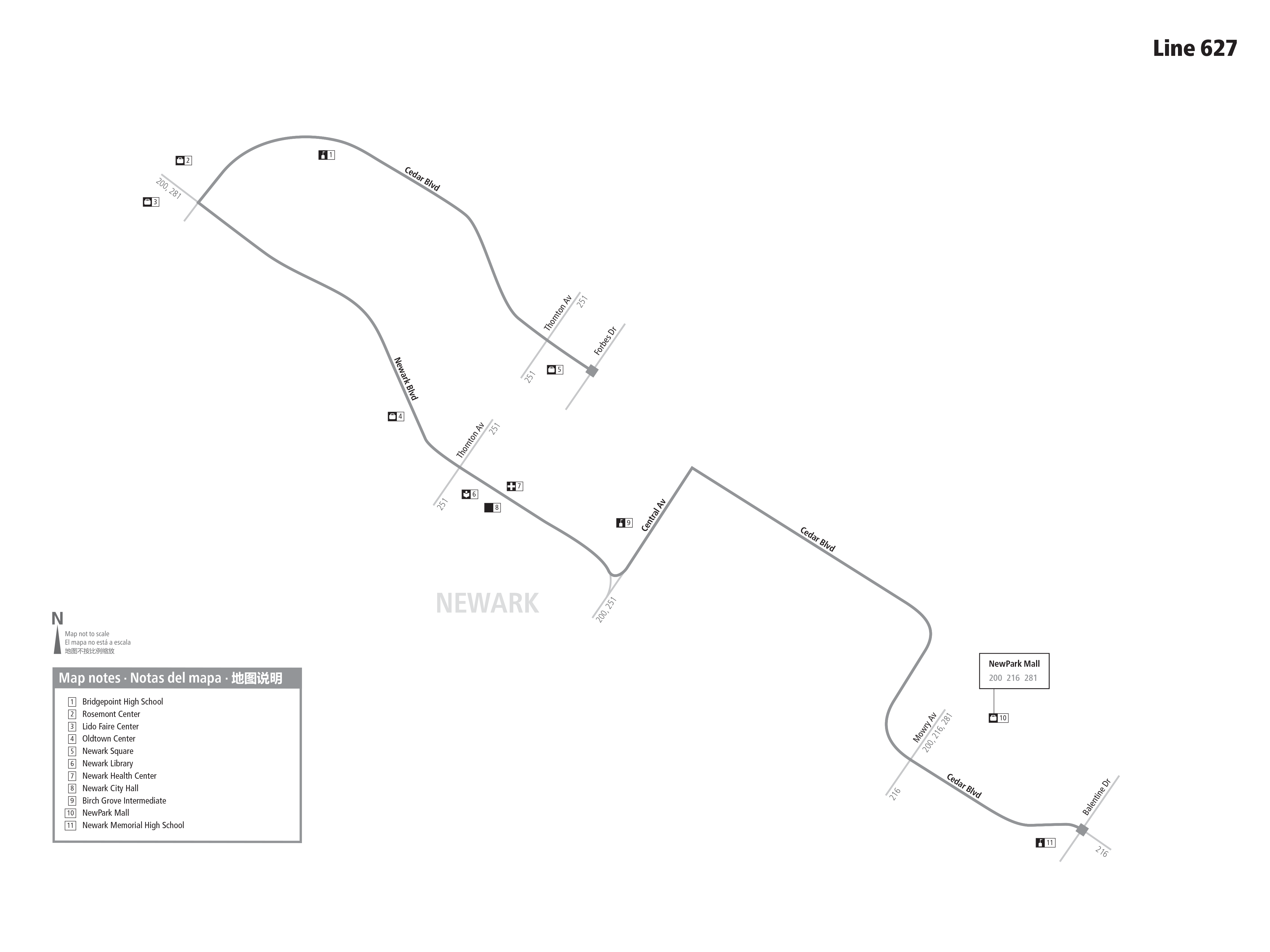 Route 627 map