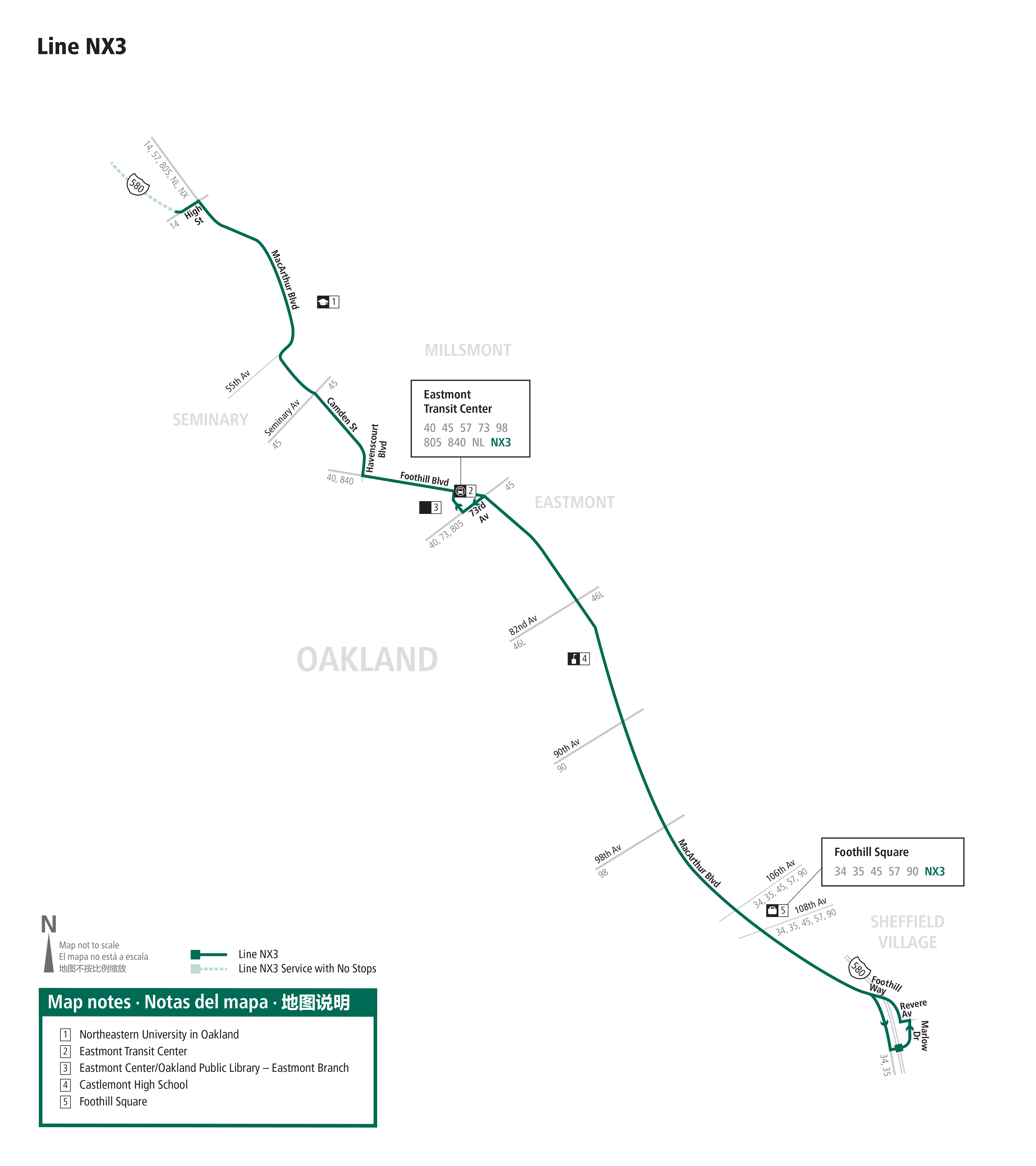Route NX3 map