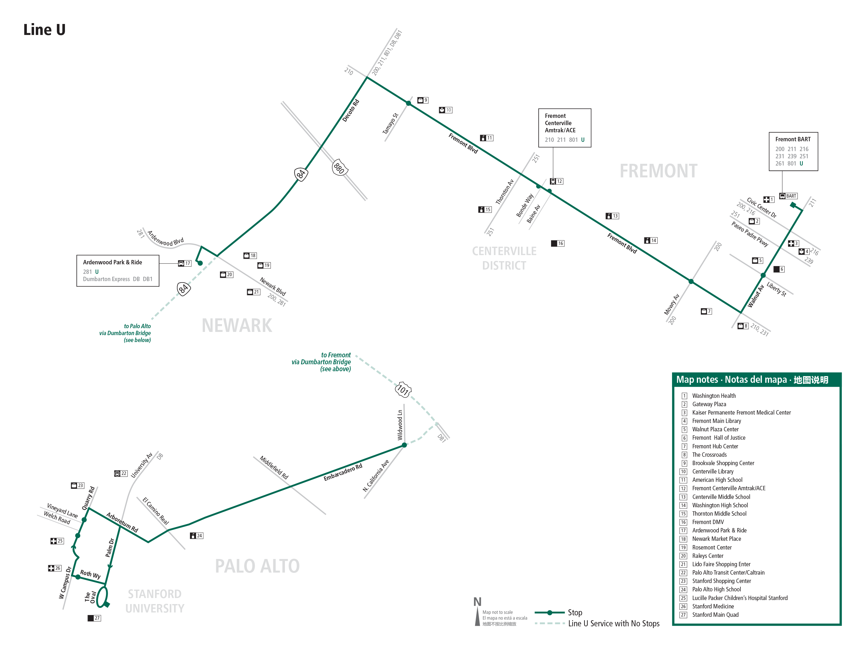 Route U map