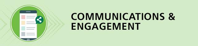 illustration of a document titled communications and engagement