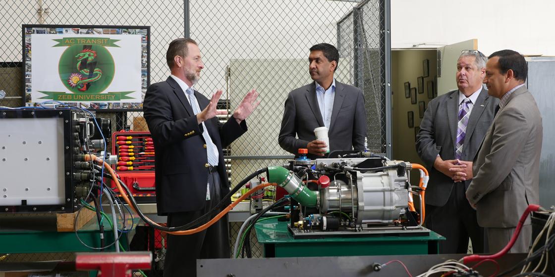 Gen. Mng. Michael Hursh & TEC staff members demonstrate how AC Transit became Northern California’s only zero emission bus mechanical training facility to use a fuel cell power plant within a training classroom.