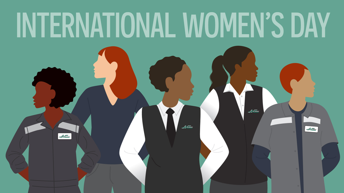 A graphic of five women for International Women's Day