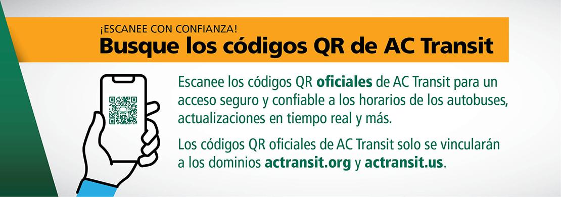 a graphic in Spanish that explains AC Transit QR codes.