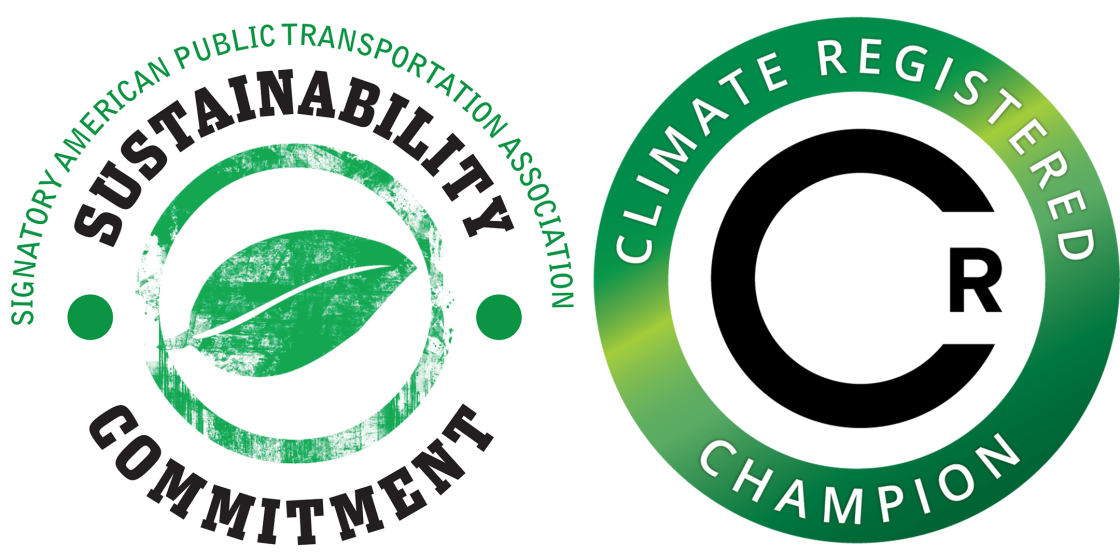 side by side climate registry and apta sustainability logos