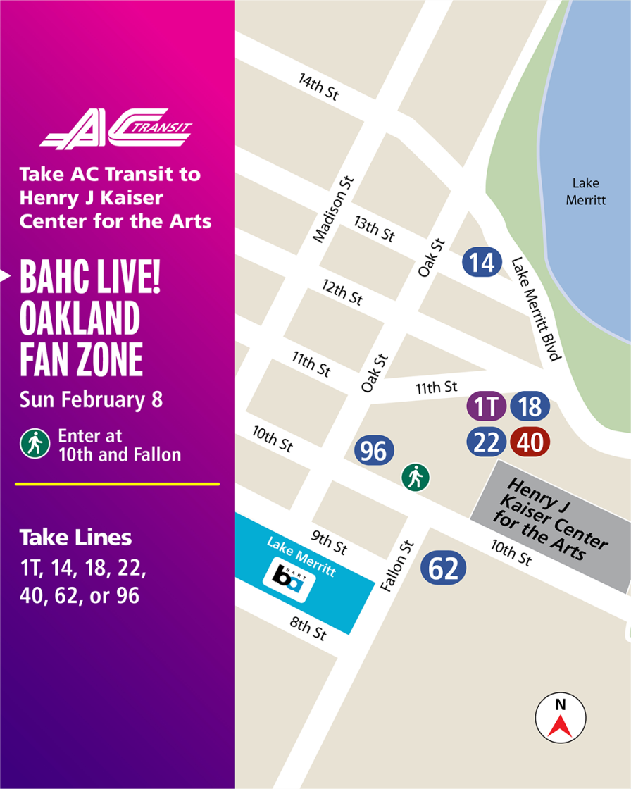 Map for walking to Kaiser Center for the Arts from Lake Merritt BART