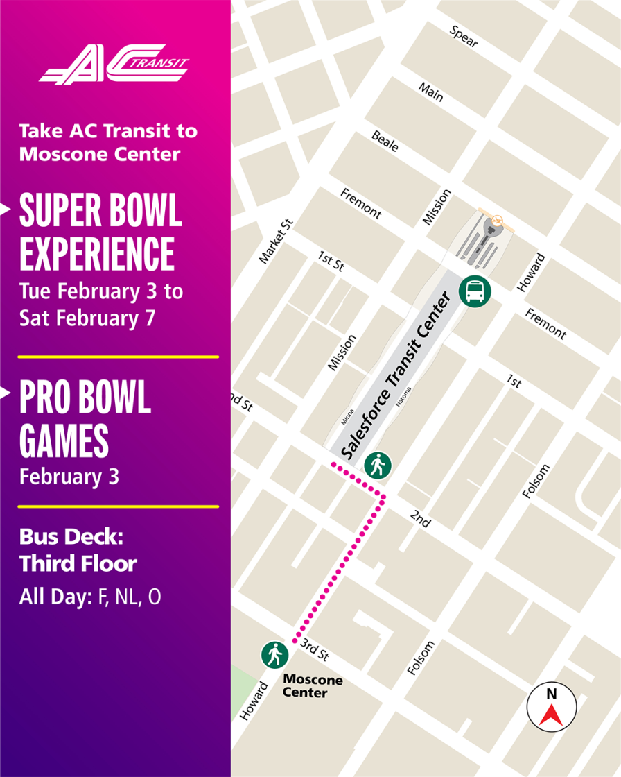 Map of walking from Salesforce Transit Center to Moscone Center