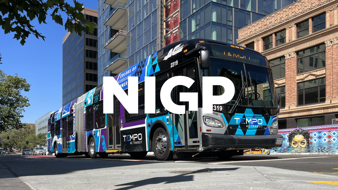 NIGP logo over photo of Tempo bus