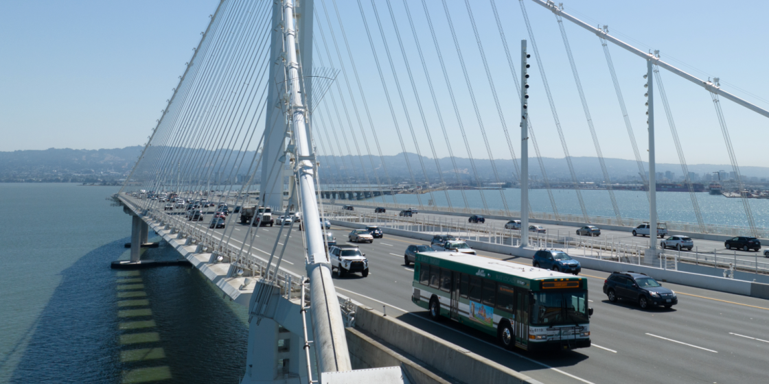 AC Transit bus on Oakland Bay Bridge