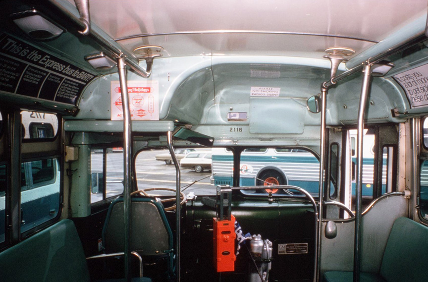 Interior of AC Transit bus number 2116