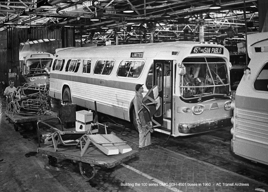 New 100 series bus comes off the GMC assembly line.