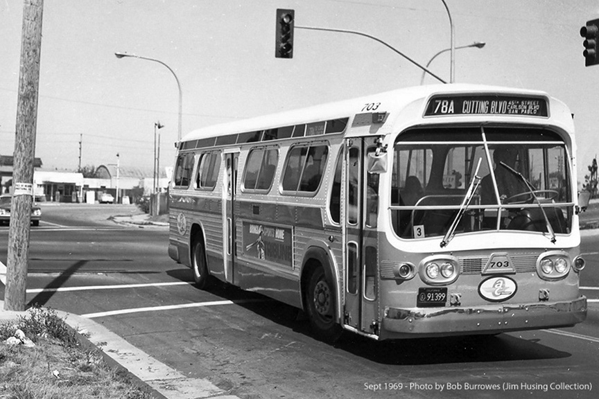 AC Transit bus 703 in September 1969