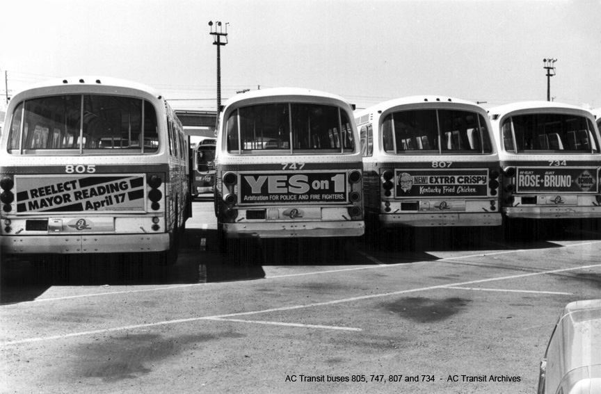 AC Transit buses 805, 747, 807 and 734
