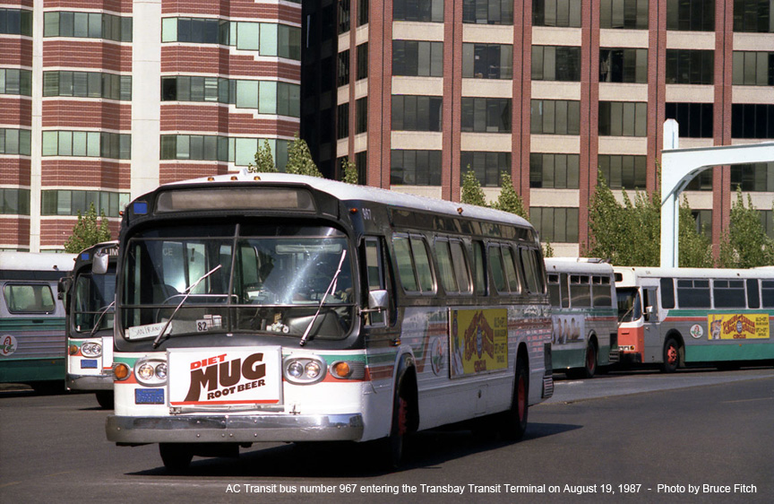 AC Transit bus 967 at San Francisco Terminal in August 1986.