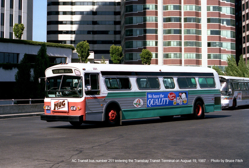 AC Transit bus 251 at San Francisco Terminal in August 1987