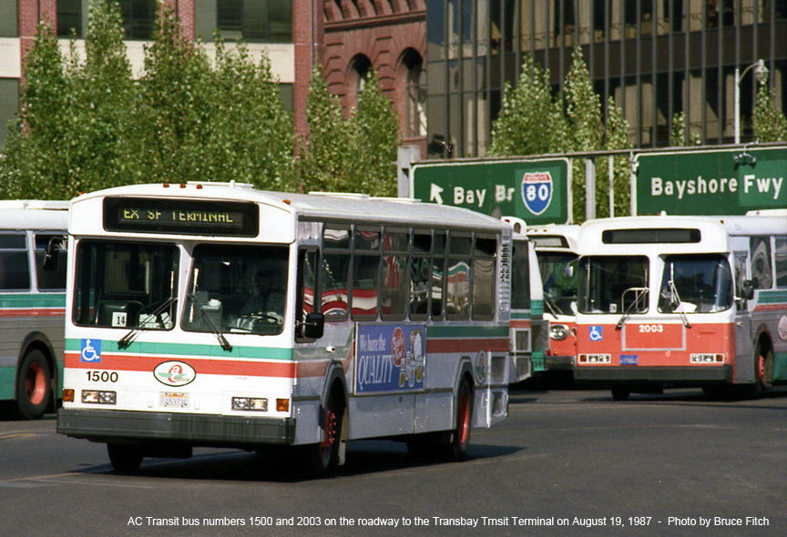 AC Transit bus 1500 at Sah Francisco Transit Terminal in August 1987.