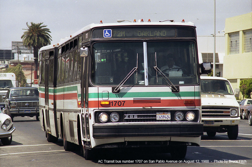 AC Transit bus 1707 in Oakland on August 15, 1988.