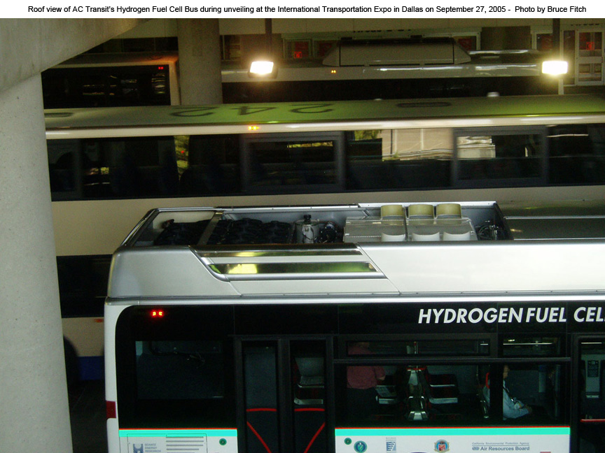 View of the top of the Fuel Cell bus in Dallas on September 27, 2005