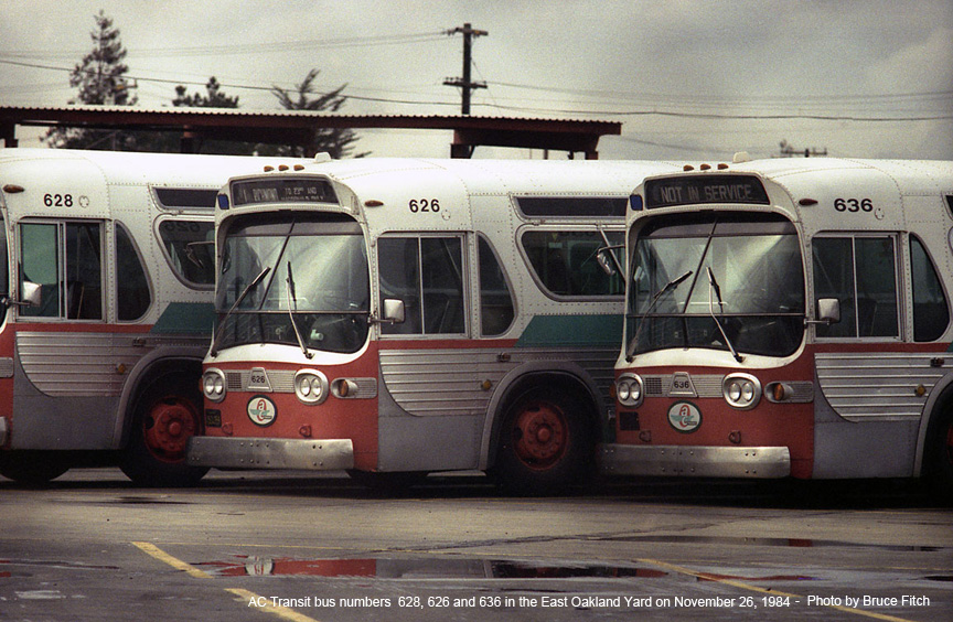AC Transit buses 626 and 636 in November 1984