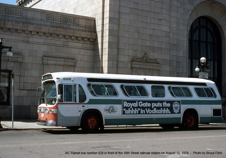 AC Transit bus 828 at SP's 16th Street Station in August 1978.