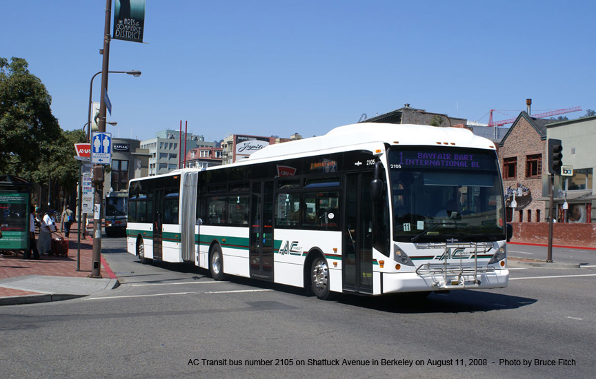 AC Transit bus number 2105 in Berkeley