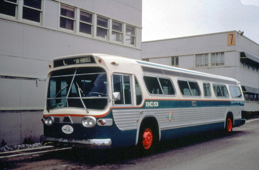 AC Transit bus number XMC-53.  Renumbered as bus number 625