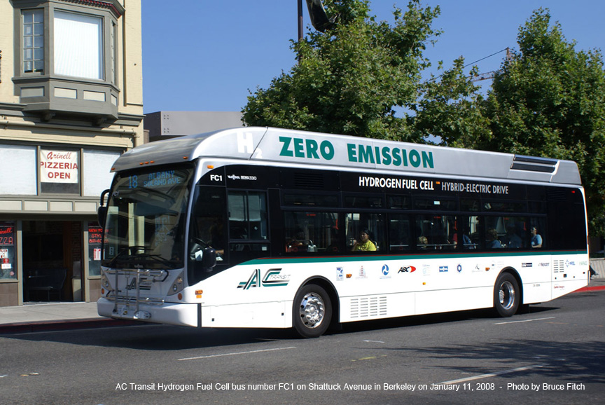 AC Transit fuel cell bus FC1 in Berkeley on August 12, 2008.